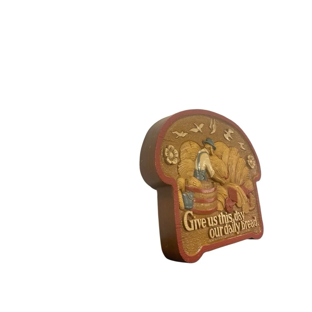 Vintage Burwood Wall Decor Plaque. Give Us This Day our Daily Bread.